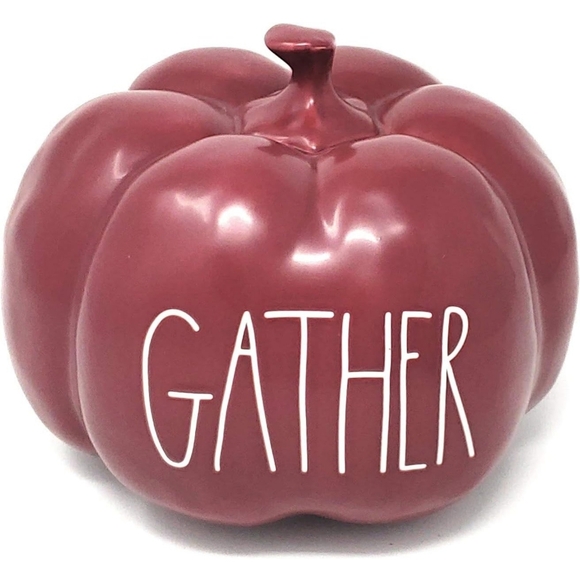RAE DUNN CERAMIC GATHER PUMPKIN MAGENTA COLLECTION IN BURGUNDY NEW! - Picture 2 of 5